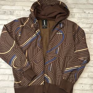 Billabong Brown and Blue Zip-Up Sweater